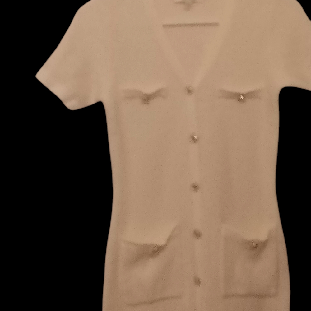 Elegant White Short Sleeve Cardigan